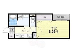京阪本線 樟葉駅 徒歩17分の賃貸アパート 2階1Kの間取り