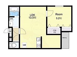 シエーナ楠葉ジェミオス 1階1LDKの間取り
