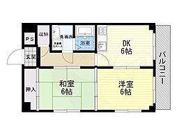 ニューハイツ岡山手 2DKの間取図画像