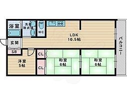 コーポ牧野 3LDKの間取図画像