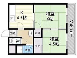 大森ハイツ 2Kの間取図画像