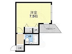 エグゼコート枚方公園 ワンルームの間取図画像