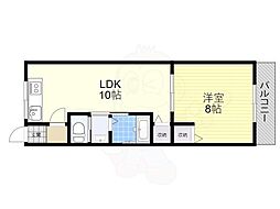 レオハイム長尾3 1LDKの間取図画像