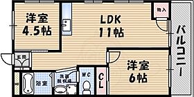 シティ南武庫 205 ｜ 兵庫県尼崎市南武庫之荘７丁目（賃貸マンション2LDK・2階・45.00㎡） その2