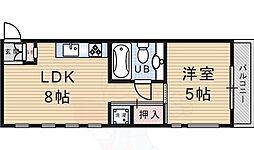 サンオーニック武庫之荘 1LDKの間取図画像