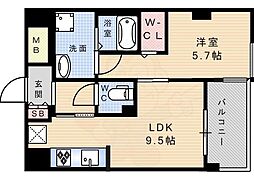 イーグル山手 1LDKの間取図画像