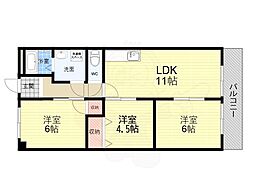 シャトー塚口B棟 3LDKの間取図画像