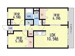 アメニティ大将軍 3LDKの間取図画像