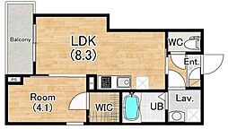 ジーメゾン立花レヴリア 1LDKの間取図画像