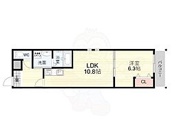 フジパレス武庫之荘駅北1番館 1LDKの間取図画像