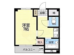 フォンテーヌ武庫之荘 1Kの間取図画像