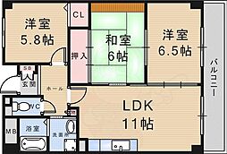 ペペール武庫之荘 3LDKの間取図画像