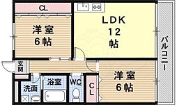 フリーダム中村 2LDKの間取図画像
