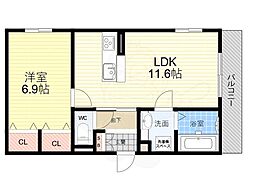 D-room武庫之荘 1LDKの間取図画像