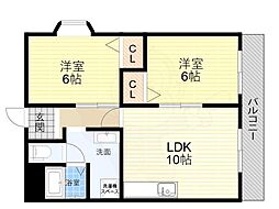 シティハイツ上之島 2LDKの間取図画像