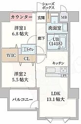 ティマー・レジデンシィ塚口 2LDKの間取図画像