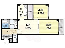 アルファ武庫之荘1 2LDKの間取図画像