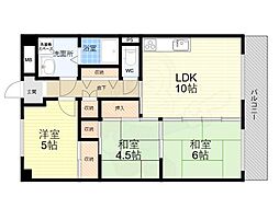エクシード塚口 3LDKの間取図画像