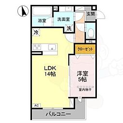 尼崎市南武庫之荘3丁目アパート 1LDKの間取図画像