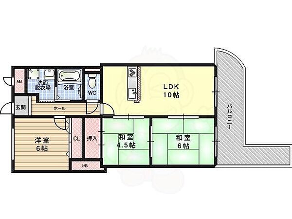 大阪府大阪市西淀川区大和田３丁目(賃貸マンション3LDK・5階・61.00㎡)の写真 その2