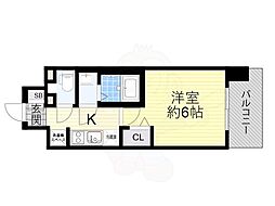 アドバンス大阪ビヤン 7階1Kの間取り