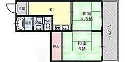 コーポ・中谷 2Kの間取図画像