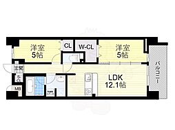 スプランディッド大阪NAMBA LINE 2LDKの間取図画像