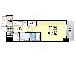 阪急神戸本線 十三駅 徒歩7分の賃貸マンション 10階1Kの間取り
