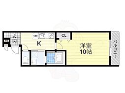 阪急宝塚本線 十三駅 徒歩10分の賃貸アパート 3階1Kの間取り