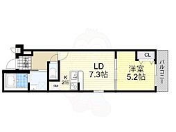 阪急宝塚本線 十三駅 徒歩10分の賃貸アパート 2階1LDKの間取り