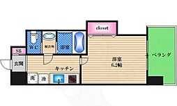 阪急宝塚本線 十三駅 徒歩3分の賃貸マンション 13階1Kの間取り