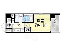 JR東海道・山陽本線 塚本駅 徒歩10分の賃貸マンション 3階1Kの間取り