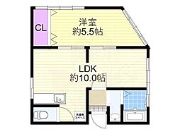 岸本ビル 1LDKの間取図画像