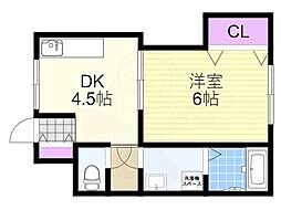 豊荘 1DKの間取図画像