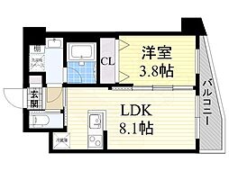 ディームス御幣島 1LDKの間取図画像