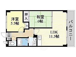 ロイヤルカーサ姫里 2LDKの間取図画像