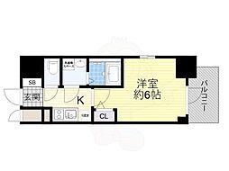 エスリードレジデンス大阪ウエストコート 1Kの間取図画像