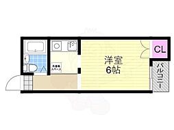 石原ハイツ 1Kの間取図画像