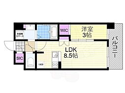 アーバンパーク御幣島 1LDKの間取図画像