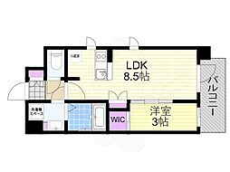 アーバンパーク御幣島 1LDKの間取図画像