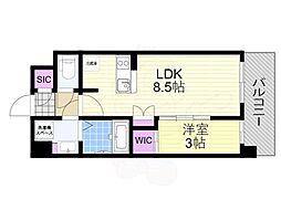 アーバンパーク御幣島 1LDKの間取図画像