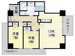 ザグランドビューOSAKA 2LDKの間取図画像