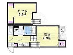 グランディオーソ姫島 1Kの間取図画像