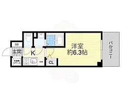 エスリードレジデンス大阪ウエストコート 1Kの間取図画像
