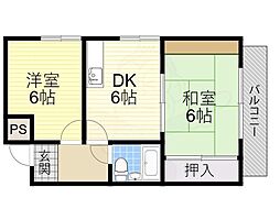 大和田ローズマンション 2DKの間取図画像