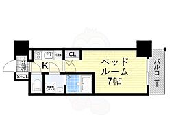 エスリード大阪クレストコート 1Kの間取図画像