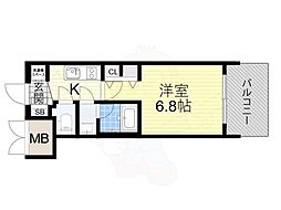 プレサン神崎川FINEBLESS 1Kの間取図画像