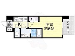 エスリードレジデンスオオサカウエスト 1Kの間取図画像