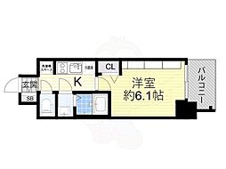 プレサンスOSAKA姫里ヴィオン 1Kの間取図画像