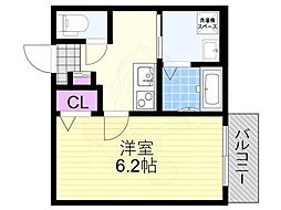ヴェルメゾン三津屋中 1Kの間取図画像